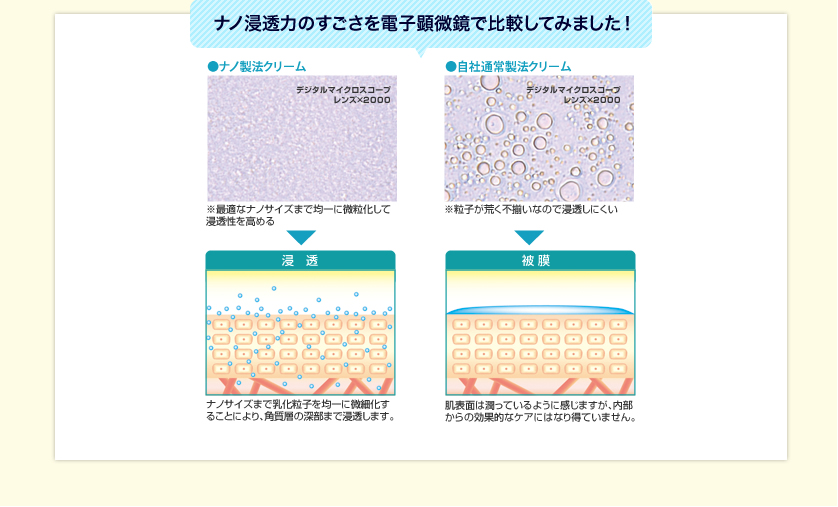 ナノ浸透力のすごさを電子顕微鏡で比較してみました！