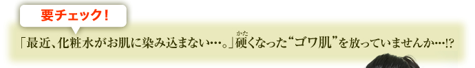 要チェック! 「最近、化粧水がお肌に染み込まない・・・。」硬くなった“ゴワ肌”を放っていませんか・・・!?
