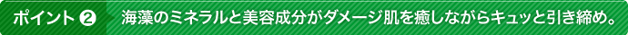 ポイント2 海藻のミネラルと美容成分がダメージ肌を癒しながらキュッと引き締め。